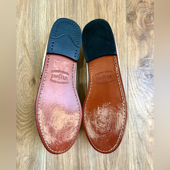 G.H. Bass Whitney White Cut Out Leather Penny Loafers Size 9M EUC - Picture 6 of 10